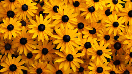 Vibrant yellow black eyed susan flowers filling the frame floral nature