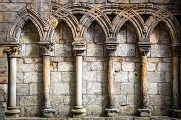 interior of holyrood abbey, holyrood palace, edinburgh, gothic, ruins, religion, scotland, uk 