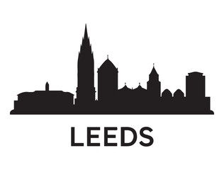 Fototapeta premium Leeds skyline silhouette. Landscape Leeds, United Kingdom. Vector illustration. Vector black silhouette. with white background.