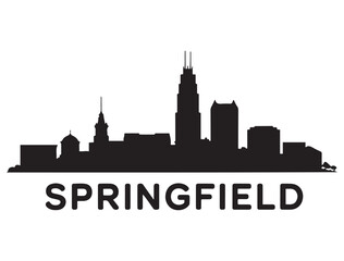Fototapeta premium Springfield skyline silhouette. Landscape Springfield, Ilinois. Vector illustration. Vector black silhouette. with white background.