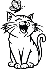 Obraz premium Cat with butterfly SVG, Kitten Svg