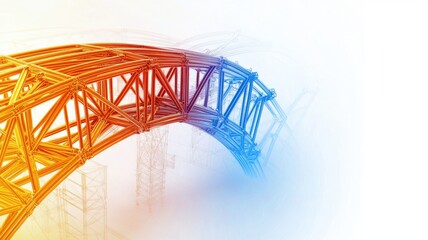 Engineer structural simulation Concept. Abstract illustration of a colorful bridge structure design.