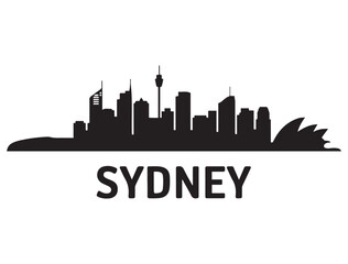 Naklejka premium Sydney skyline silhouette. Vector illustration. Vector black silhouette. with white background.