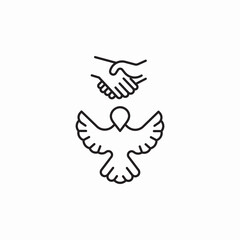 icon vector piece hand shake dove 