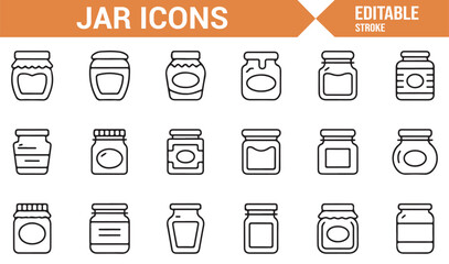 Set of Simple Icons Featuring Sealed Jars for Food Preservation