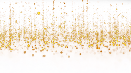 Gold Sparkle light glitter particle. Falling particles of light on transparent background. Stardust glow PNG. Glowing light confetti, Golden glitter bright. Luxury holiday decoration design elements