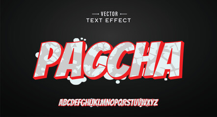 Paccha logo graffiti font text effect, spray and street text style	