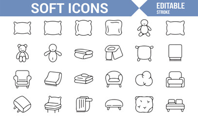 Minimalist Soft Icons for Comfortable Furniture and Cozy Living Spaces