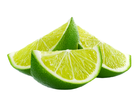 Fresh lime slices isolated on transparent background for a refreshing ingredient