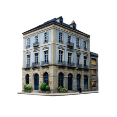 Fototapeta premium Detailed architectural rendering of a classic building isolated on transparent background