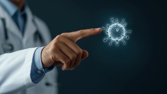 Innovative medical technology allows doctors to interact with a holographic projection of the covid 19 virus,hantavirus, potentially opening new avenues for research, diagnosis, and treatment