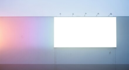 Blank Billboard on Colorful Wall Mockup.