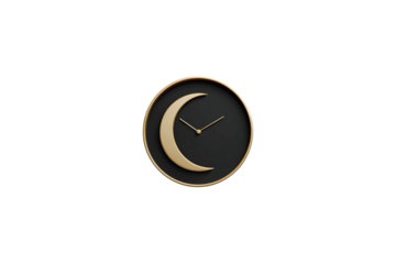 3D icon of a moon clock, minimalistic design, matte isolated on a transparent background in PNG format.