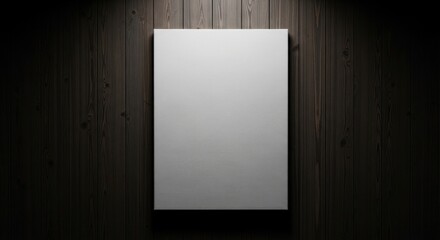Blank Canvas on Dark Wood Background for Mockup.