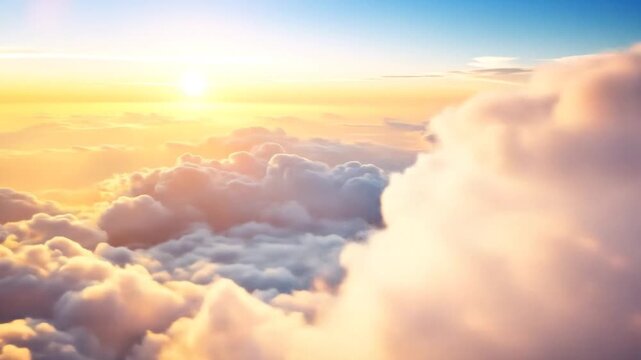 Aerial view of clouds at sunrise or sunset