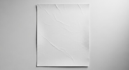 Blank White Wrinkled Poster Mockup on Gray Wall.