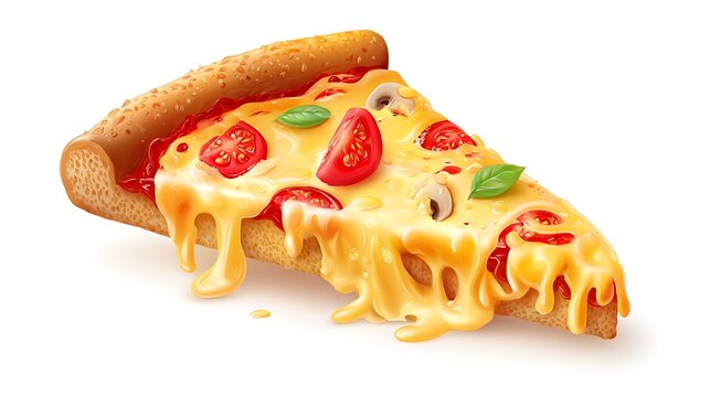Pizza slice emoji Cheesy isolated on the white background