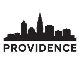 Fototapeta premium Providence skyline silhouette. Landscape Providence, Rhode Island. Vector illustration. Vector black silhouette. with white background.