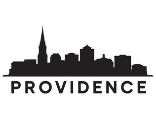 Obraz premium Providence skyline silhouette. Landscape Providence, Rhode Island. Vector illustration. Vector black silhouette. with white background.