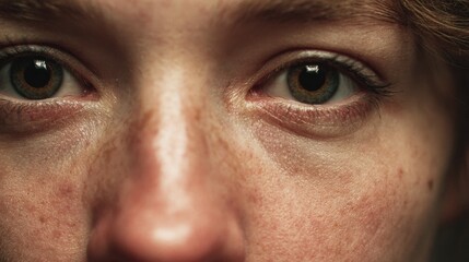 Naklejka premium Medium shot capturing a closeup of a subjects concentrated face in an emotionrecognition photo booth microexpressions sharply defined while surrounding elements remain softly