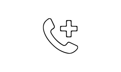 Medical healthcare line icon set. Vector pictograms of medical call, emergency, telehealth, thin linear illustration.