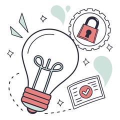 Creative Idea Security Illustration – Innovation Protection & Intellectual Property Safety