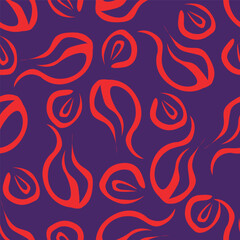 Floral seamless pattern. Branch with leaves ornamental background.