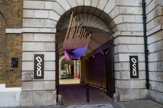 London, UK, August 10th 2025:DSQ or Devonshire Square, offers everything from commercial office space, bars, shops, gallery and  restaurants. This view is the entrance from New Street. 