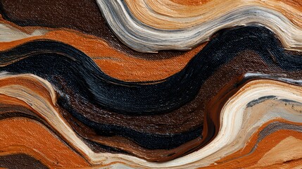 Abstract painting with swirling colors and textures.