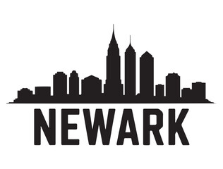 Obraz premium Newark skyline silhouette. Vector illustration. Vector black silhouette. with white background.