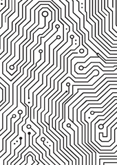 Futuristic Tech Circuit Board Abstract Circuit Board Pattern with Intersecting Lines Black and White Vector Pattern