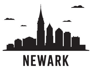 Fototapeta premium Newark skyline silhouette. Vector illustration. Vector black silhouette. with white background.