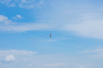 Drache am blauem Himmel mit wenigen Wolken