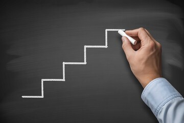 Drawing steps on chalkboard concept of career growth path