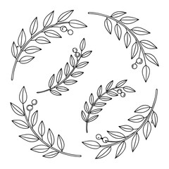 Simple evergreen wreath outline, repeated in neat grid, minimal vector design.
