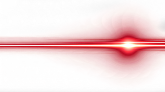 Neon laser line, glowing streak with light. Red ray line with light effect. Techno futuristic impulse line isolated on white background. Vector illustration