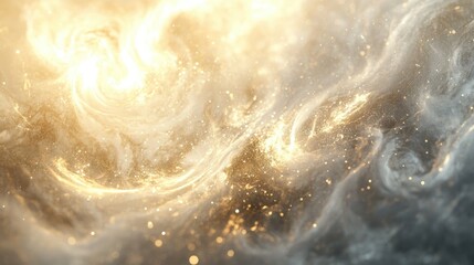 Celestial Dance: An ethereal swirl of celestial dust, bathed in golden light, evokes a sense of wonder, infinite possibilities, and the vastness of the cosmos.