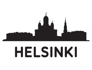 Fototapeta premium Helsinki skyline silhouette. Landscape Helsinki, Finland. Vector illustration. Vector black silhouette. with white background.