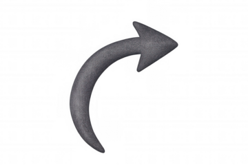 Transparent gray directional arrow curving upward, signaling forward movement and progressive navigation