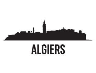 Fototapeta premium Algiers skyline silhouette. Vector illustration. Vector black silhouette. with white background.