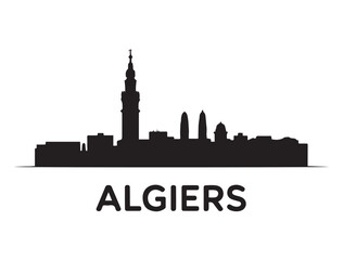 Naklejka premium Algiers skyline silhouette. Vector illustration. Vector black silhouette. with white background.