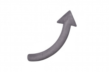 3d curved arrow pointing upwards, with a textured surface, on a transparent background, ideal for indicating growth or progress
