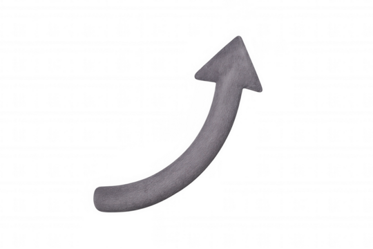 3d curved arrow pointing upwards, with a textured surface, on a transparent background, ideal for indicating growth or progress