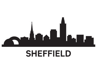 Obraz premium Sheffield skyline silhouette. Vector illustration. Vector black silhouette. with white background.