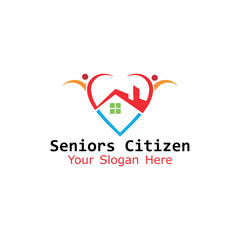 helping senior citizens logo design vector