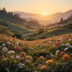 sunset in the mountains
