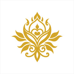 Golden Floral Swirl Decorative Emblem Vector Art