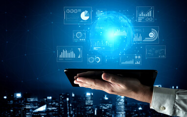 Real-time global data analytics dashboard visualizing insights from interconnected systems for decision-making, business analytics, and digital transformation Vouch