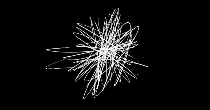 Hand Drawing Minimalist Abstract Animation in Doodle Style on a Black Screen. Hand-Drawn Lines & Icons in Chalk - 4K with Alpha Channel.