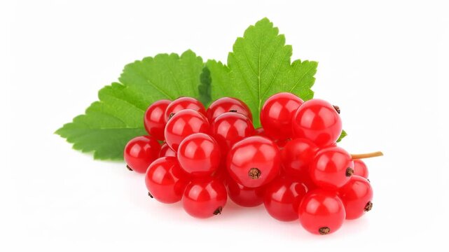 Red currants and leaves closeup